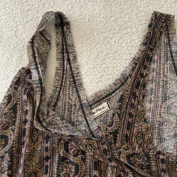 We The Free Black and Brown Embellished Cropped Tank Top - Picture 2 of 7